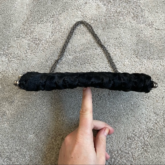 Clara Kasavina Black Fur Swarovski Crystal Embellished Evening Bag Clutch - Picture 6 of 11